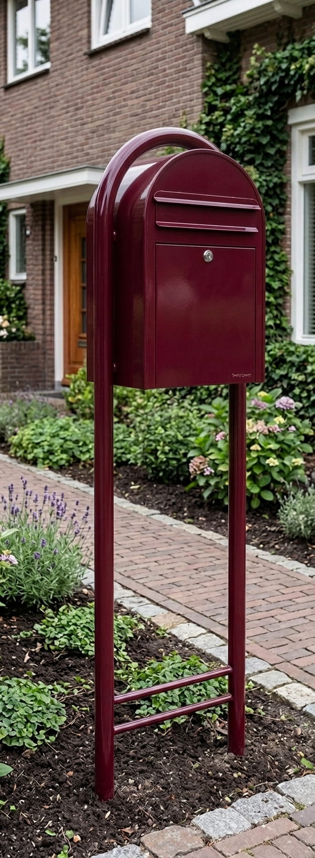 poskast op statief in voortuin